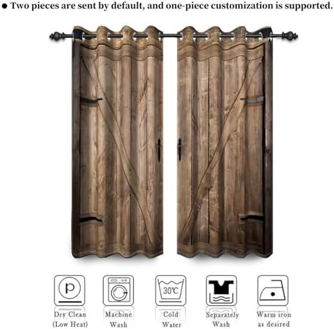 Renaiss Barn Door Curtains Set of 2 Panels Grommet Window Treatment