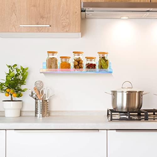 Blulu 8 Pack 14 Inch Acrylic Floating Shelf for Wall Mounting