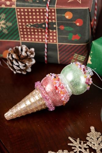2pcs Glass Ice Cream Cone Christmas Ornaments for Tree