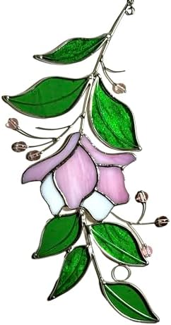Handmade Rose Stained Glass Suncatcher Decor