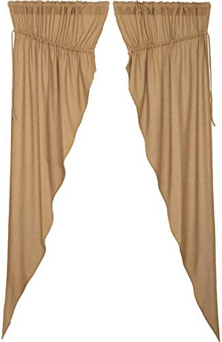 VHC Brands Prairie Panel Pair Tan Rod Ties Window Curtains