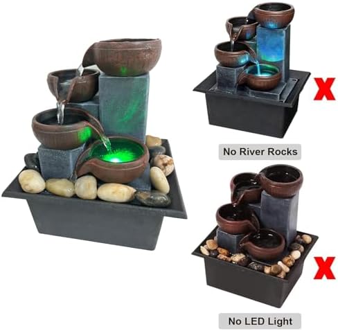 Small Tabletop Waterfall Fountain with LED Light