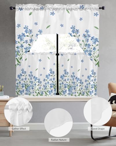 Farmhouse Floral Curtains Swag Valance and Tier Set 24 Inch