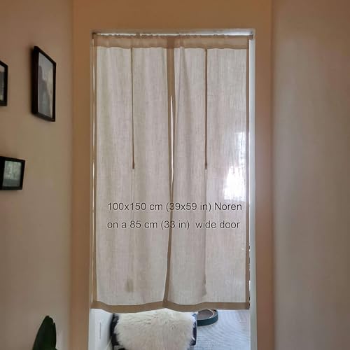 Japanese Linen Door Curtain with Tie-Backs