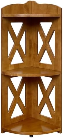YCICI Corner Shelf Stand 3 Tier Natural Wood Bookshelf