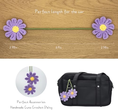 Cute Crochet Daisy Car Hanging Ornament Purple