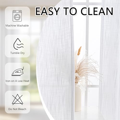 MYSKY HOME White Curtains 2 Panels Set 84 Inch Length