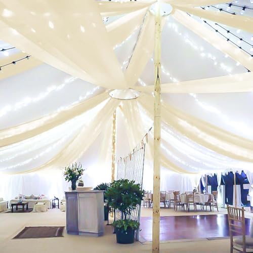 6 Panels Ivory Ceiling Drapes for Wedding