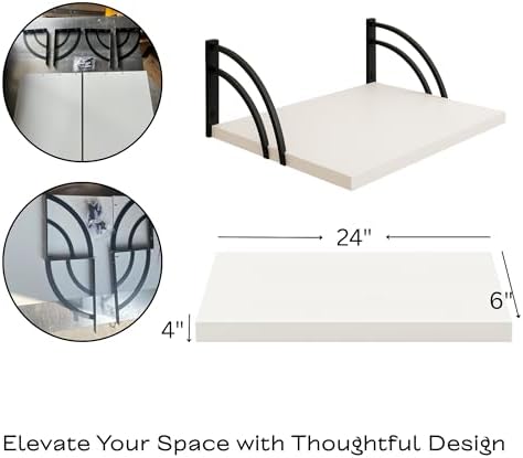 Deep Floating Wall Shelves - Invisible Mount - White