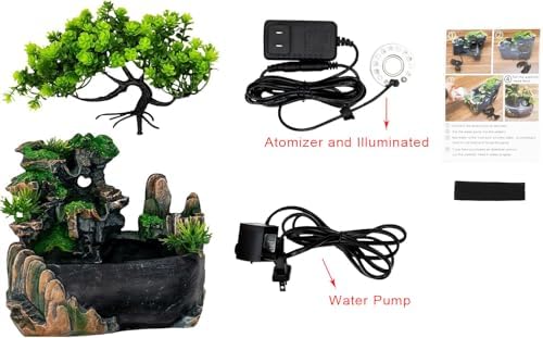 BRAVECOW Indoor Relaxation Desktop Fountain with Atomizer and Light