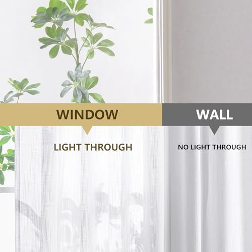 MYSKY HOME White Curtains 2 Panels Set 84 Inch Length