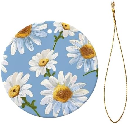 Christmas Daisy Flower Ceramic Hanging Ornaments Decor