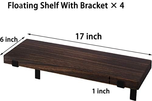 Rustic Wood Floating Shelves Dark Brown Set of 4