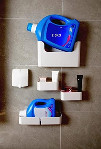 Adhesive Wall Mounted Shelves 4pcs Set White ABS Plastic Hanging Storage Bins