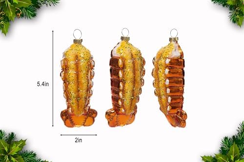 2pcs Blown Glass Lobster Tail Christmas Ornaments
