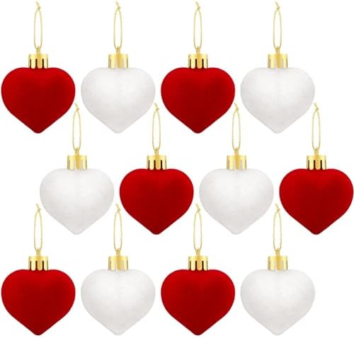 12 Pcs Valentines Day Velvet Heart Ornaments