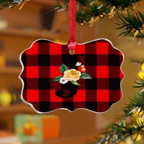 Clear Acrylic Christmas Ornaments with Initial J 2023