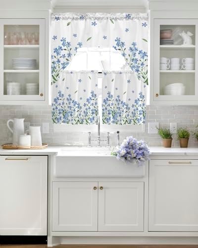 Farmhouse Floral Curtains Swag Valance and Tier Set 24 Inch