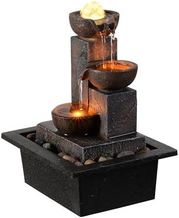 Tolevoit Three Bowls Rotating Ball Water Fountain Home Dcor