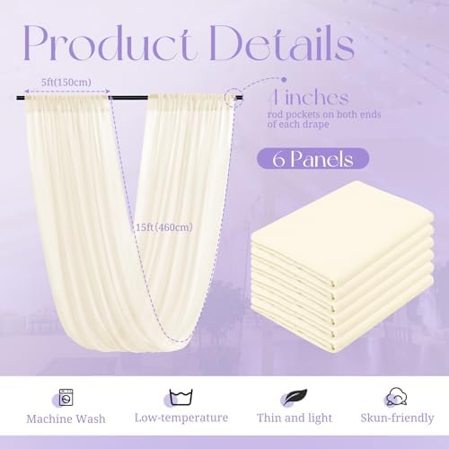 6 Panels Ivory Ceiling Drapes for Wedding