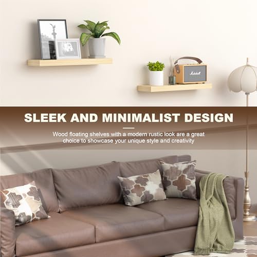 AZSKY Floating Shelves Wall Mount 16 Inch Set of 2