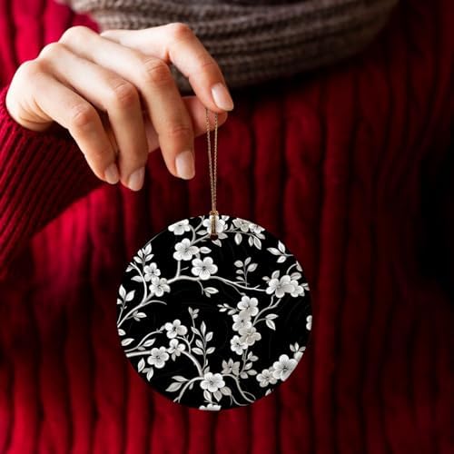 Cherry Blossom Ceramic Pendant Christmas Ornament Decor