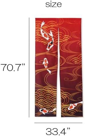 Nextdesign Noren Japanese Style Doorway Curtain with Nishikigoi Carp Print