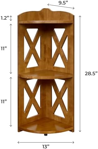 YCICI Corner Shelf Stand 3 Tier Natural Wood Bookshelf