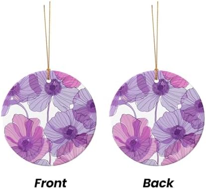 Purple Anemone Ceramic Hanging Christmas Ornaments