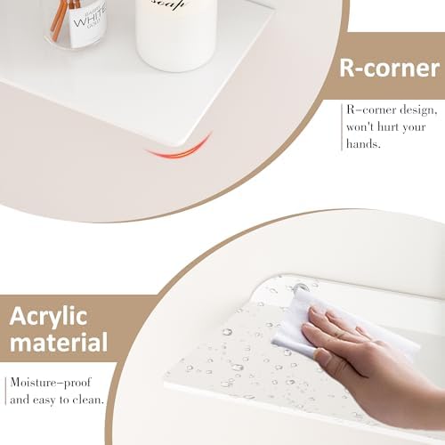 8x118 Inch White Acrylic Corner Shelf Set of 4
