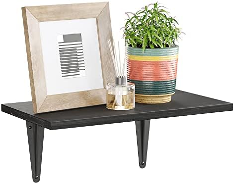 BAMFOX Black Floating Wood Wall Shelf for Home Dcor