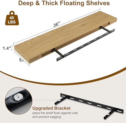 Fun Memories 36 Inch Floating Shelf Set of 2 Oak