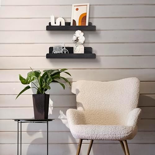 Wood Wedge Floating Shelves 12 Inch Set of 2