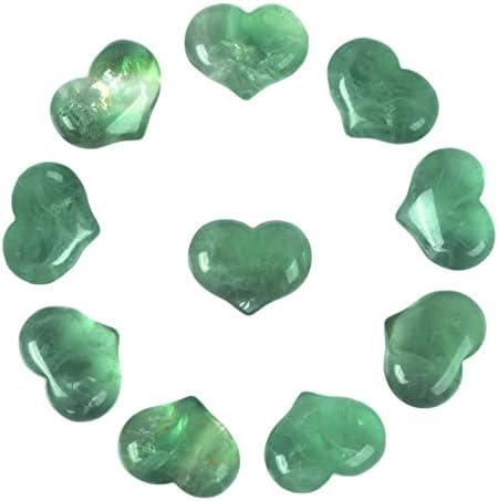 Justinstones Green Fluorite Puff Heart Crystal Pack of 10