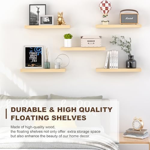 AZSKY Floating Shelves Wall Mount 16 Inch Set of 2