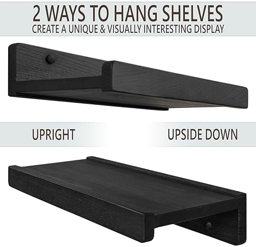 Wood Wedge Floating Shelves 12 Inch Set of 2