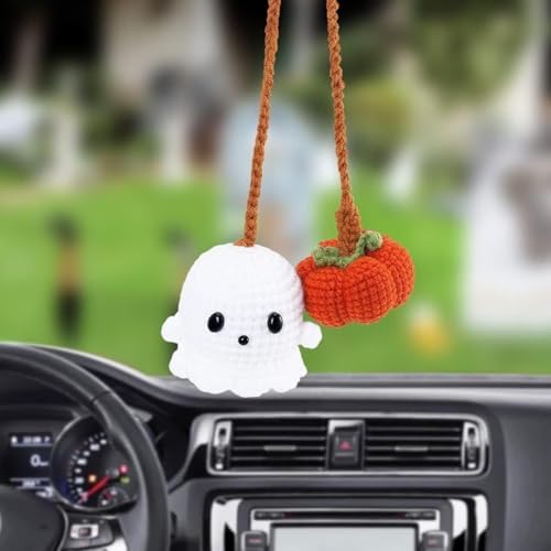 Halloween Pumpkin and Ghost Car Mirror Hanging Decor