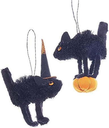 Kurt Adler Halloween Scaredy Cat Ornaments 2 Assorted