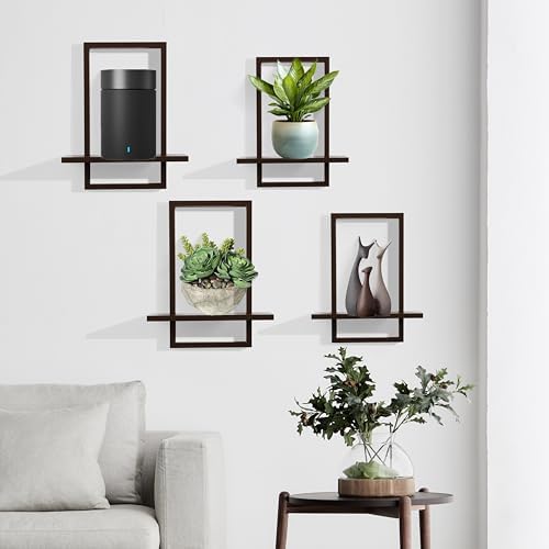 PHOENANCEE Square Floating Shelves Set of 2 Black Modern Chic