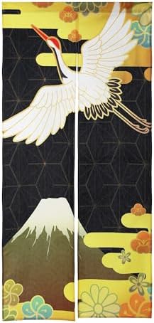 Noren Japanese Crane Pattern Doorway Panel