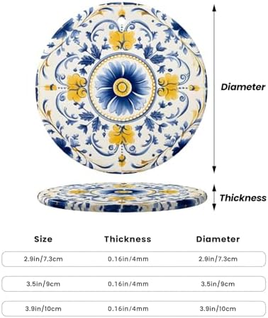 DXTKWL Christmas Ornaments Blue Yellow Ceramic Round Pendant Hanging Decorations