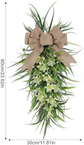 236in Spring Teardrop Lilies Wreath with Bow
