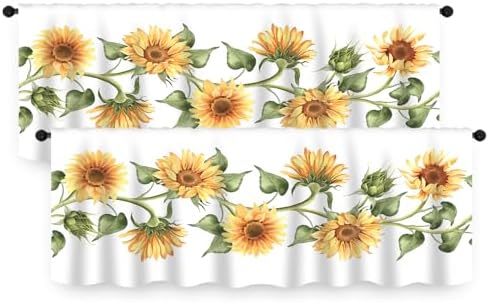 IFFVGX25 Sunflower Kitchen Curtains Valance Tiers Set