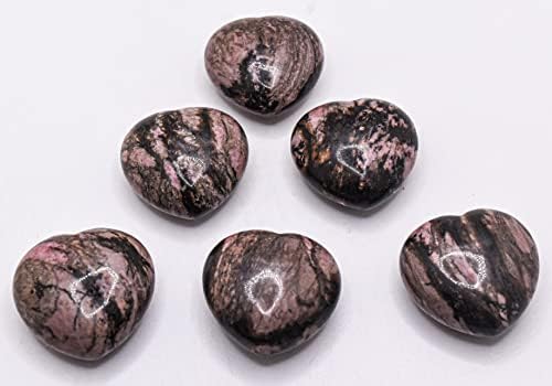 29mm Pink and Black Rhodonite Puffy Heart Crystal Mineral Specimen