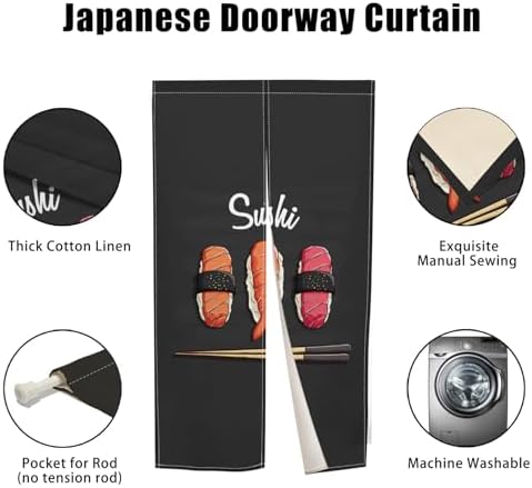Traditional Japanese Noren Door Curtain Cotton Linen 335 x 709 Inches