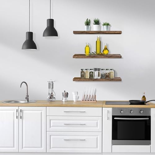 Sorbus Floating Shelves for Wall - 3 Pack Rustic Brown
