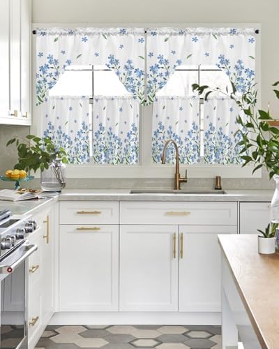 Farmhouse Floral Curtains Swag Valance and Tier Set 24 Inch