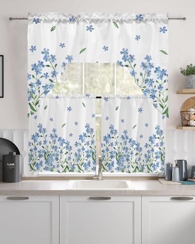 Farmhouse Floral Curtains Swag Valance and Tier Set 24 Inch