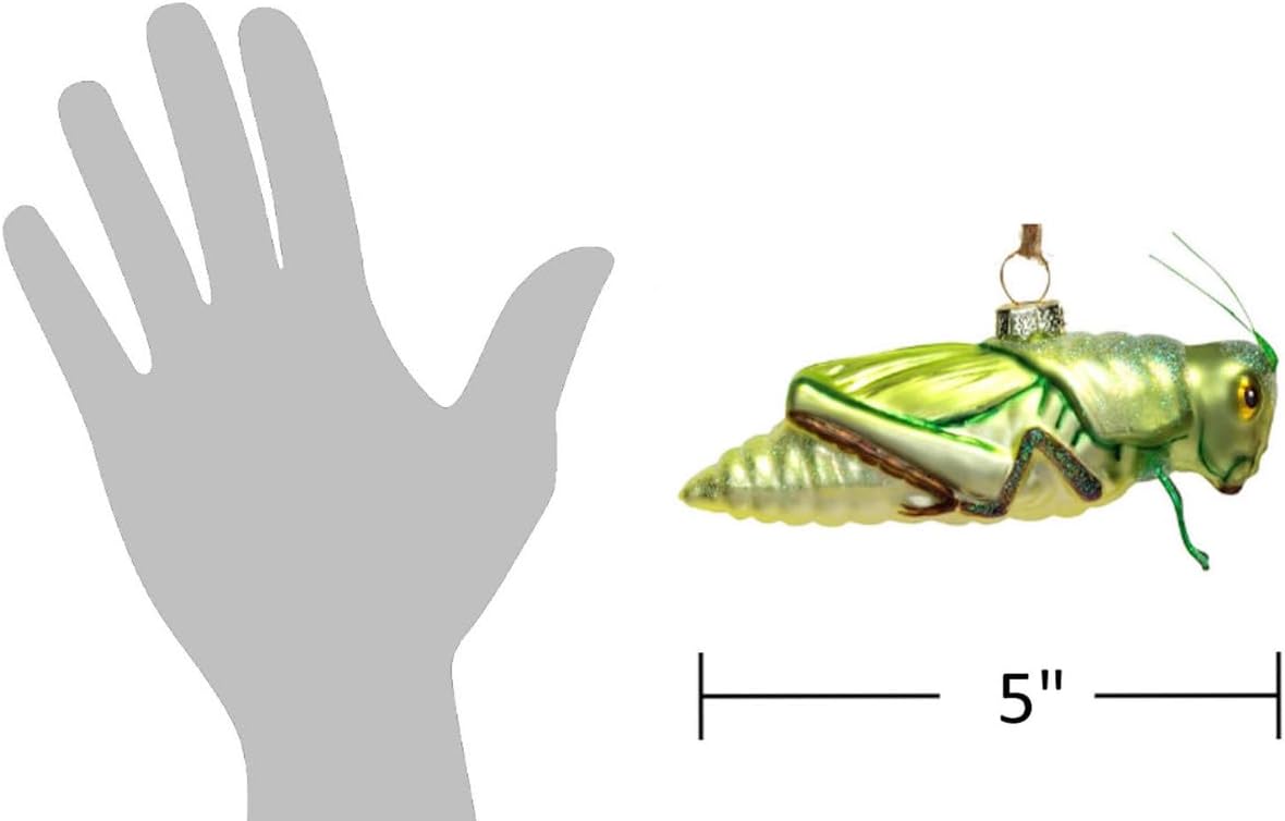 The Bridge Collection 5 Inch Hand Painted Glass Grasshopper Christmas Ornament