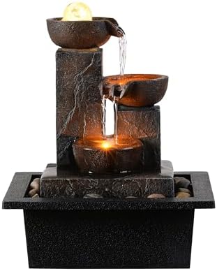 Tolevoit Three Bowls Rotating Ball Water Fountain Home Dcor
